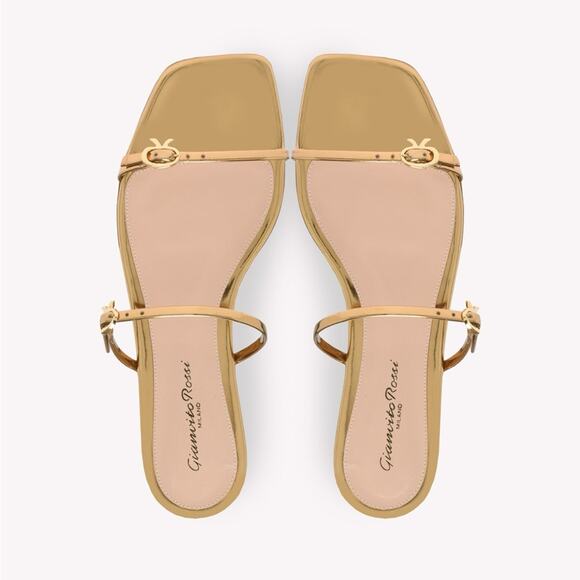 Gianvito Rossi Ribbon Cruise Metallic Gold Leather Flat‎ Sandals Size 40 - Picture 1 of 10